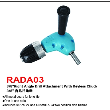 3/8"Right Angle Drill Attachment With Keyless Chuck
